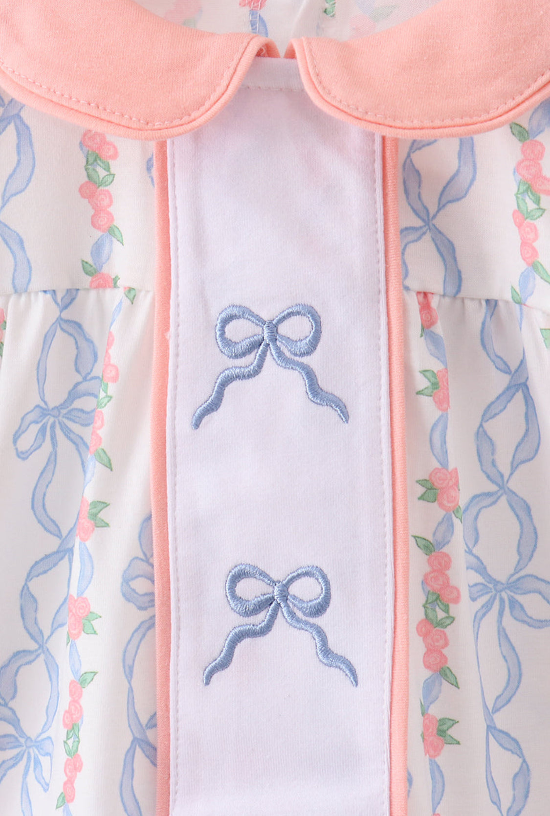 Pink Floral Bow Embroidery Girl’s Bloomer Set