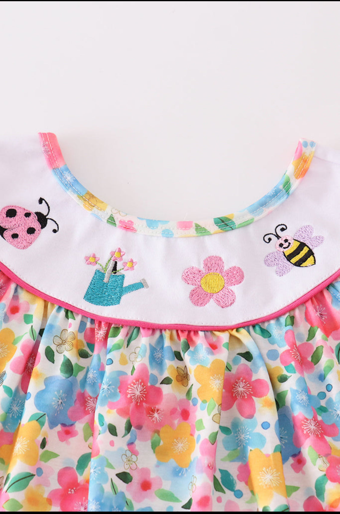 Floral Bee Embroidery Girl Set