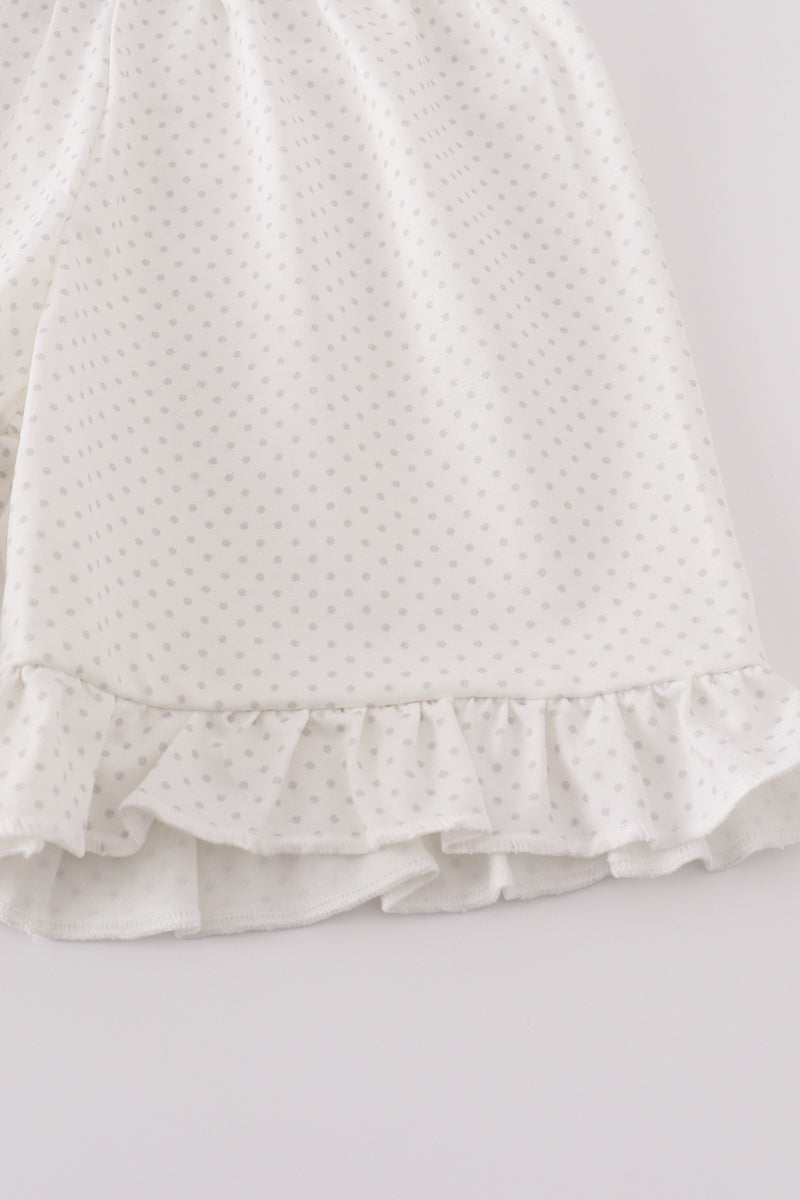 Blue princess embroidery ruffle girl set