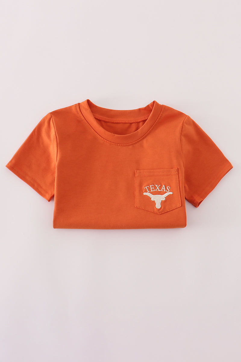 Rust Texas embroidery top