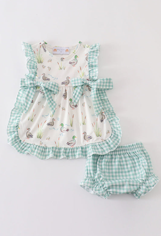 Sage Duck Girl Bloomer Set
