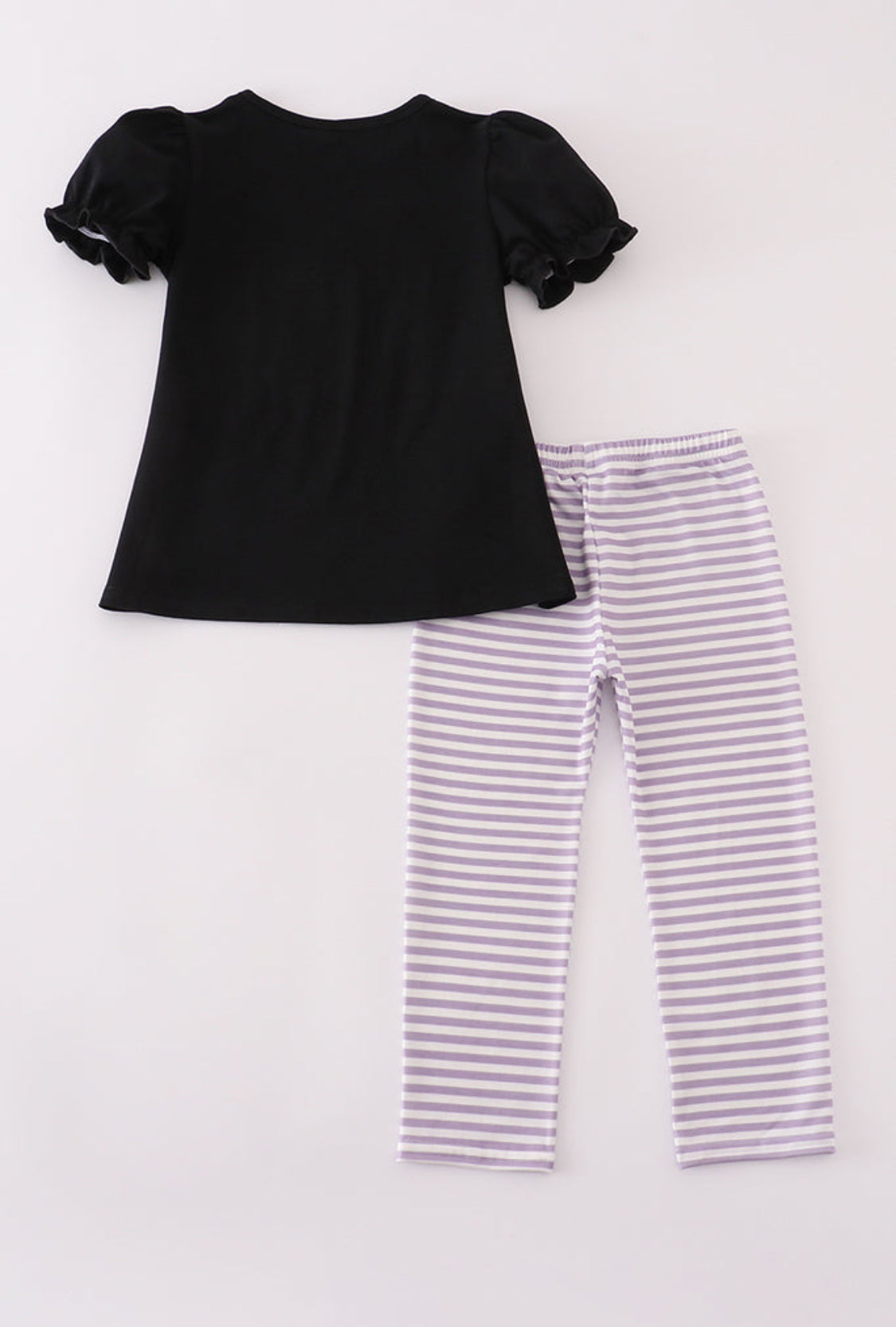 Purple Halloween Spider Embroidery Girl’s Pants Set