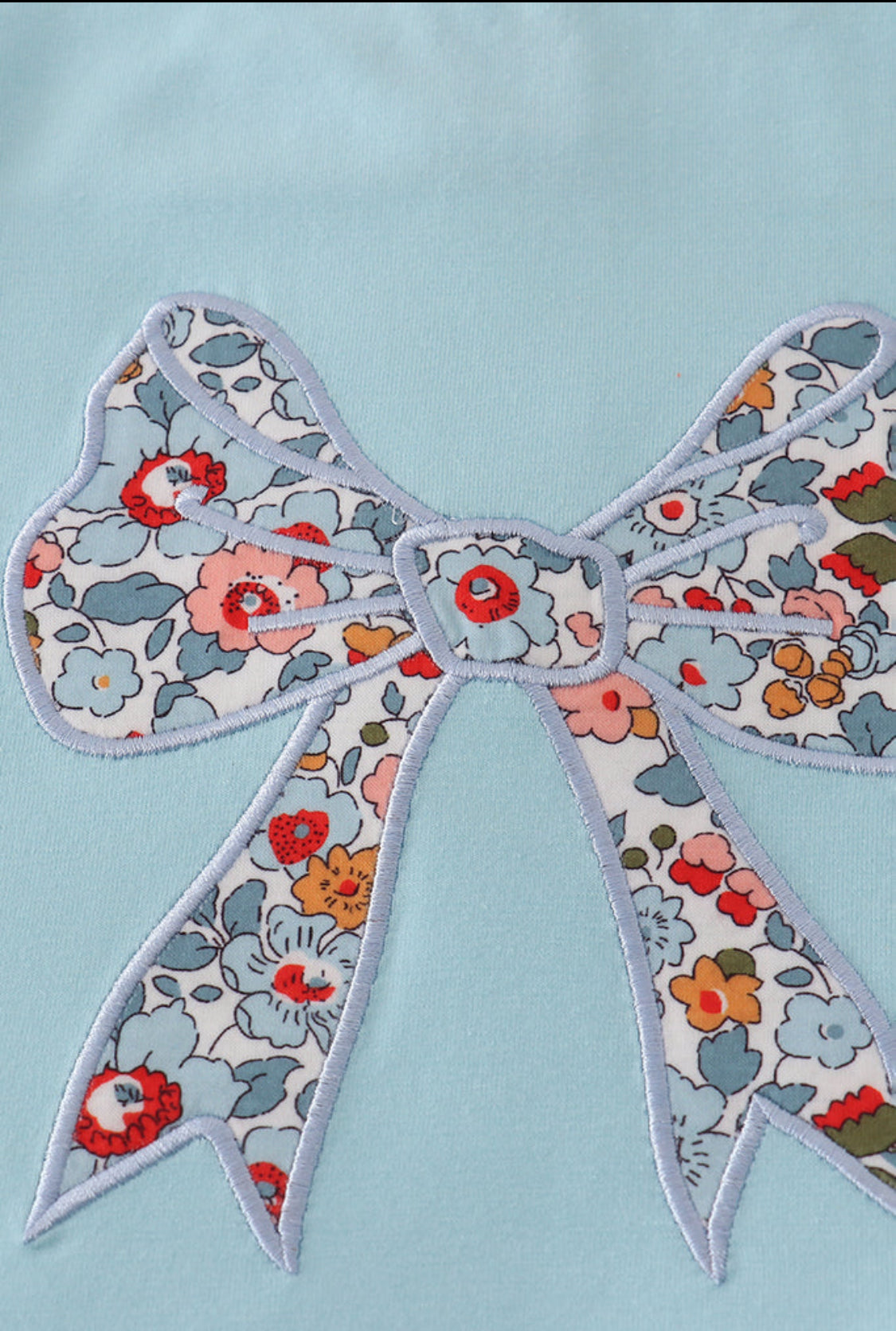 Blue Floral Bow Appliqué Girl’s Active Skort Set