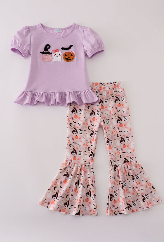 Purple French Knot Girl’s Pants Set