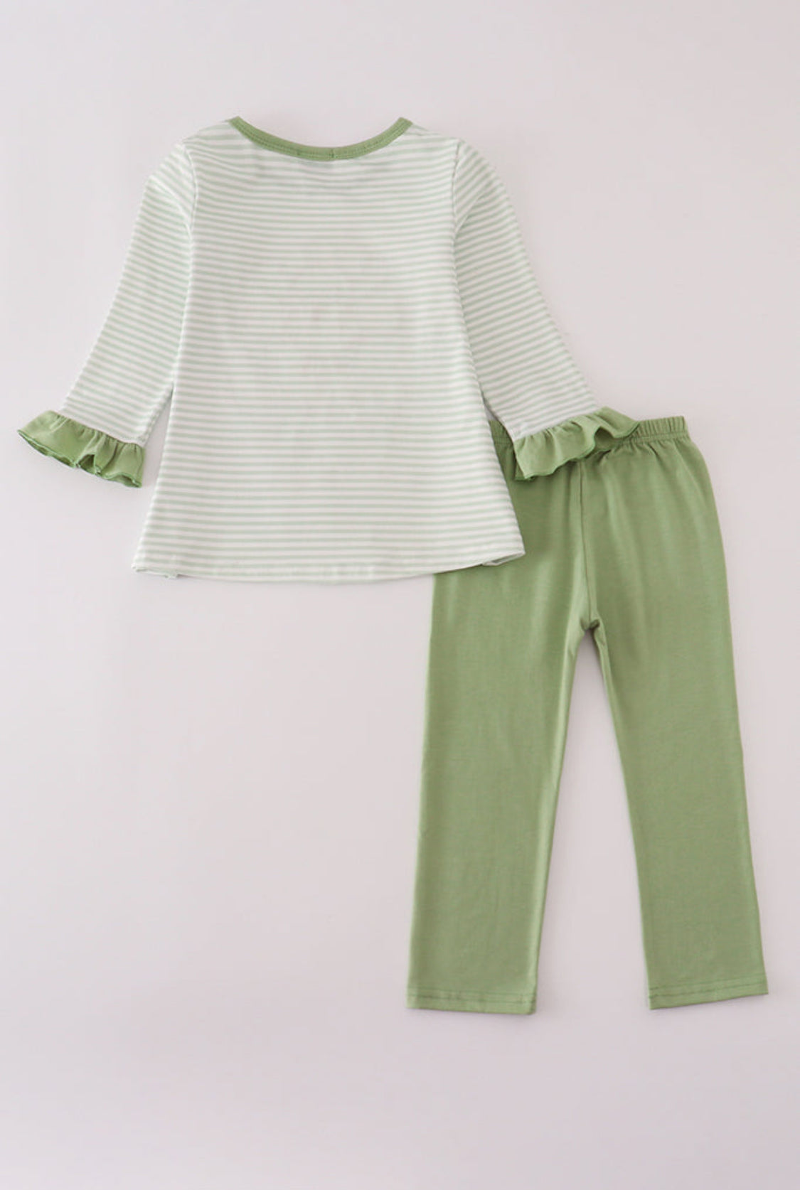 Sage Turkey Appliqué Stripe Girl’s Pants Set