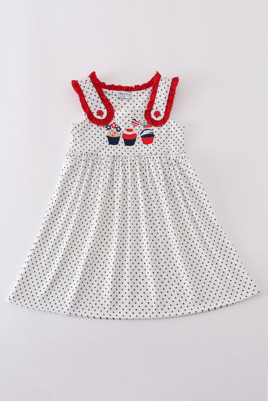 Red Cake Embroidery Dot Girl’s Dress