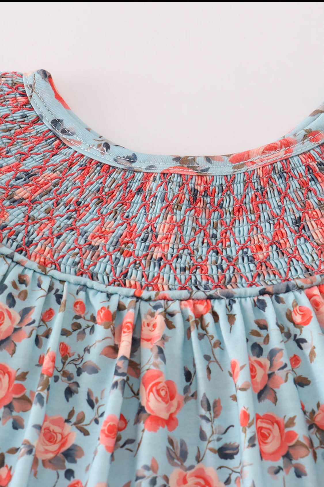 Blue Floral Smocked Dress