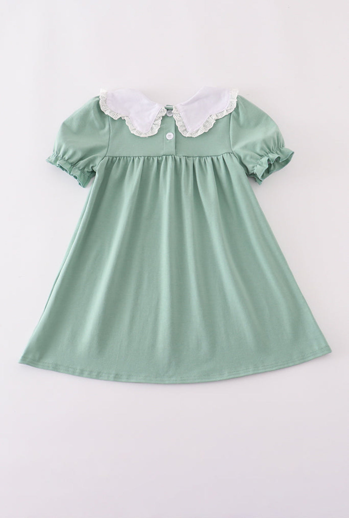 Green Pumpkin Bow Embroidery Dress