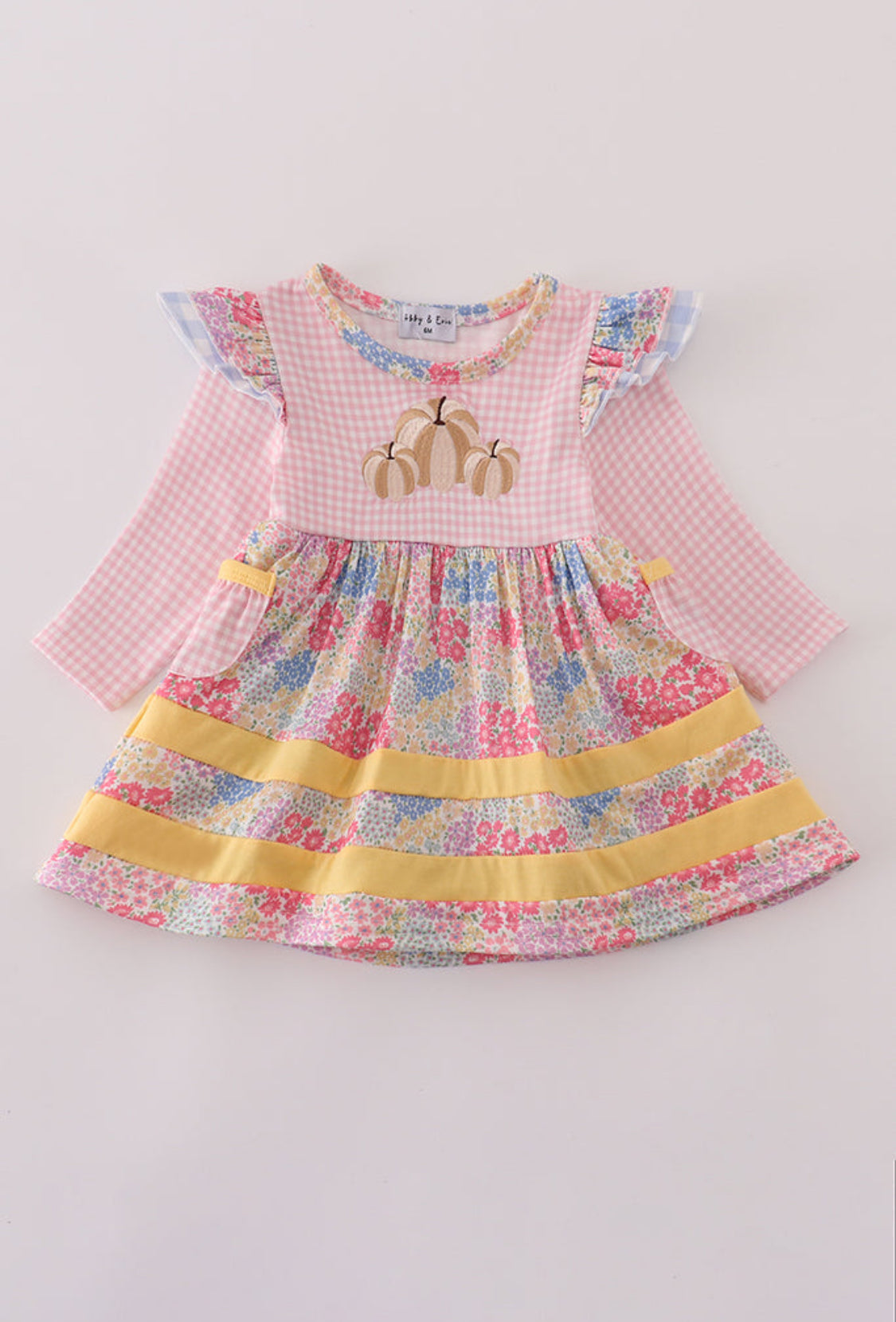 Pink Floral Pumpkin Embroidery Ruffle Girl’s Bubble