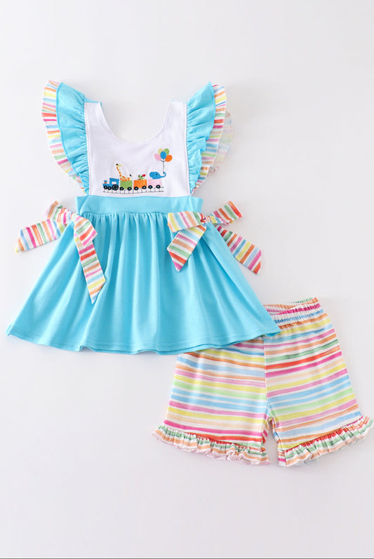 Blue Farm Embroidery Girl Set