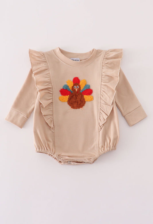 Beige Turkey French Knot Ruffle Girl’s Bubble