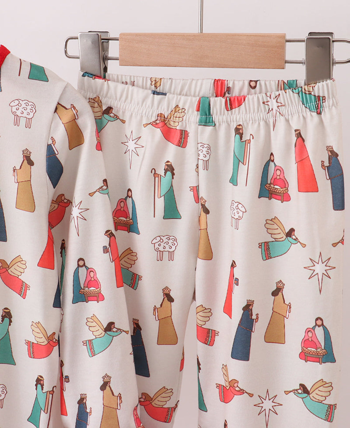 Nativity Print Ruffle Girl’s Pajamas Set