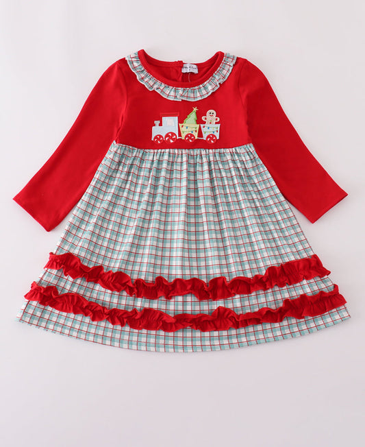 Red Gingerbread Appliqué Ruffle Dress