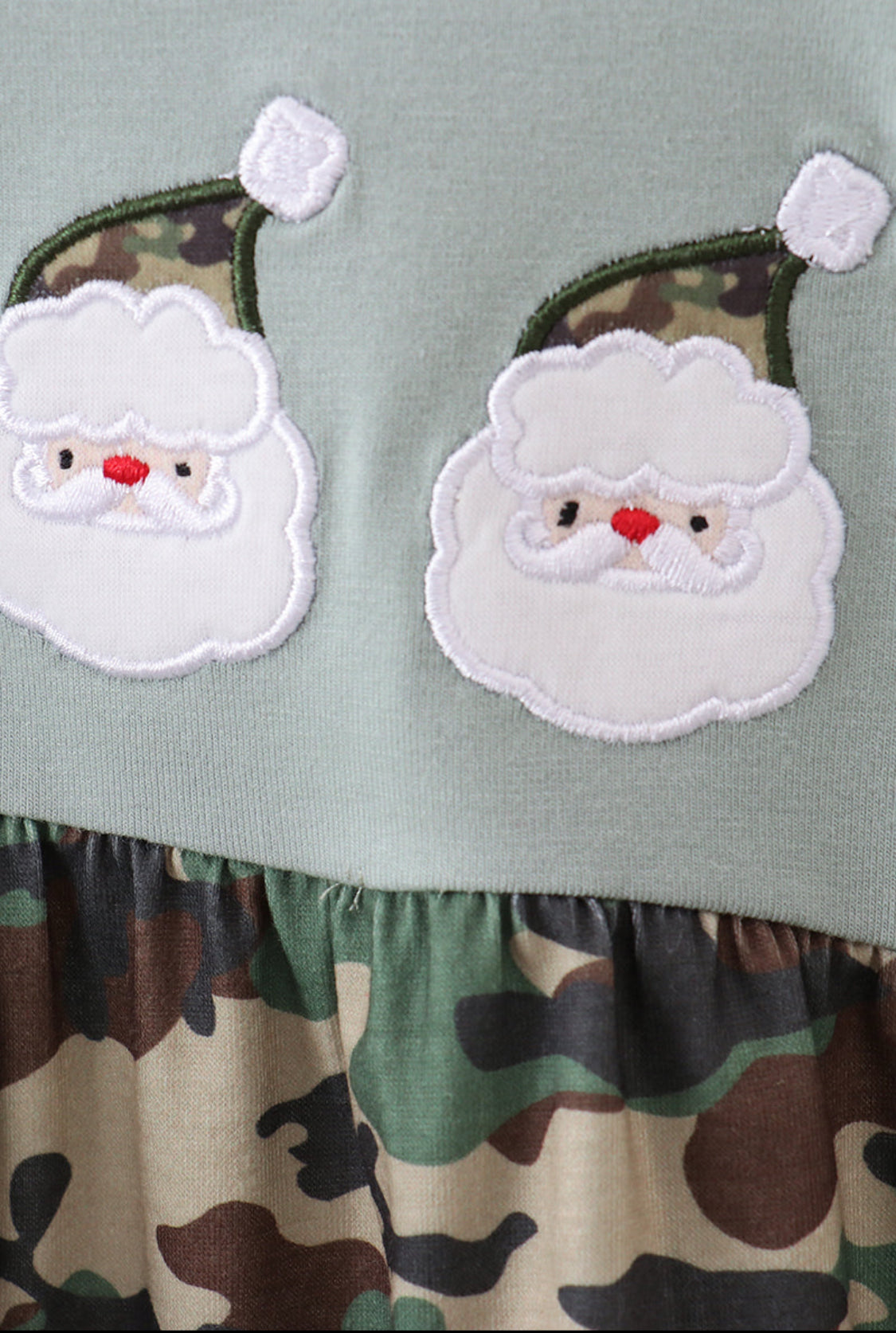 Camouflage Santa Claus Appliqué Ruffle Girl’s Romper