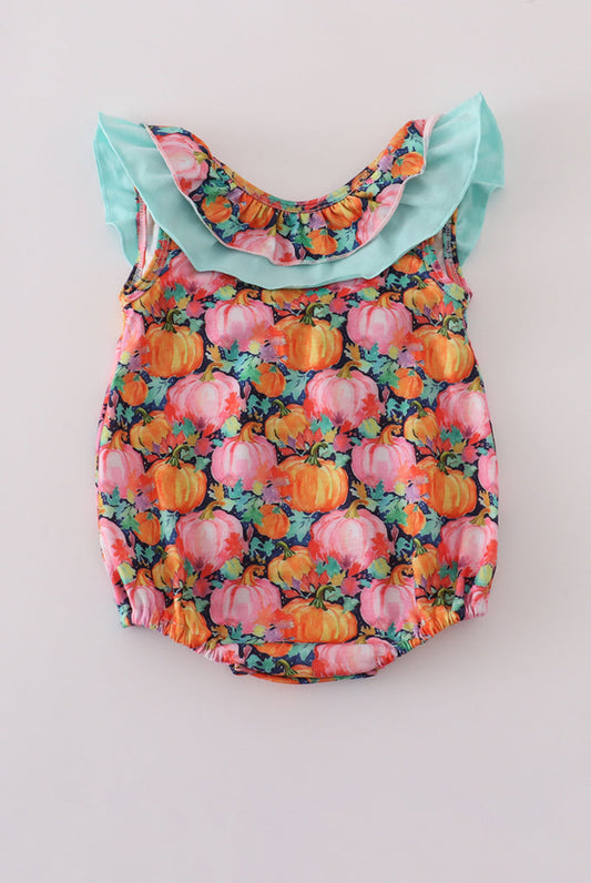 Pink Pumpkin Print Ruffle Girl’s Bubble