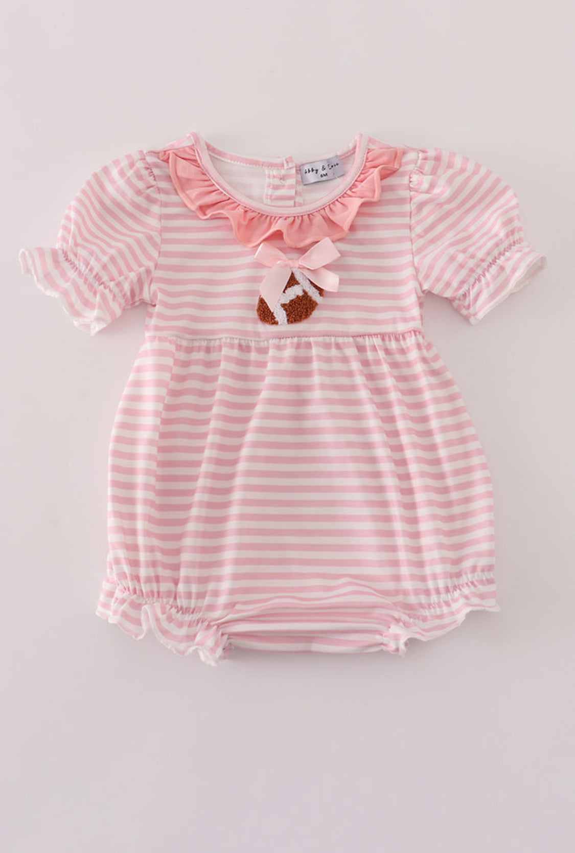 Pink Stripe Football French Knot Embroidery Girl Bubble