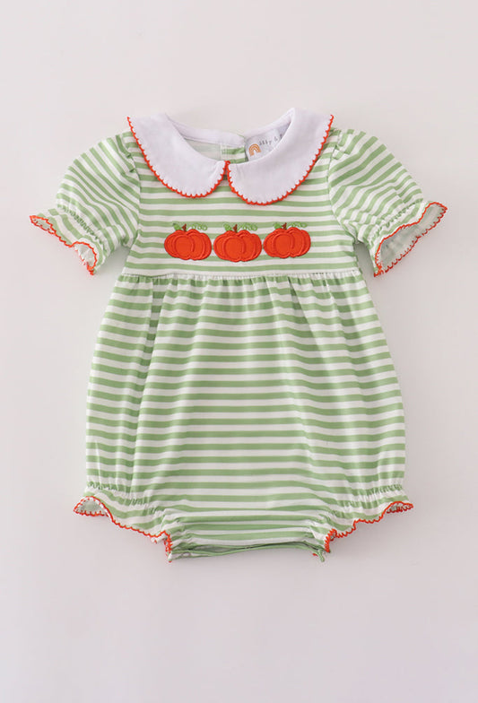Green Stripe Embroidery Girl’s Bubble