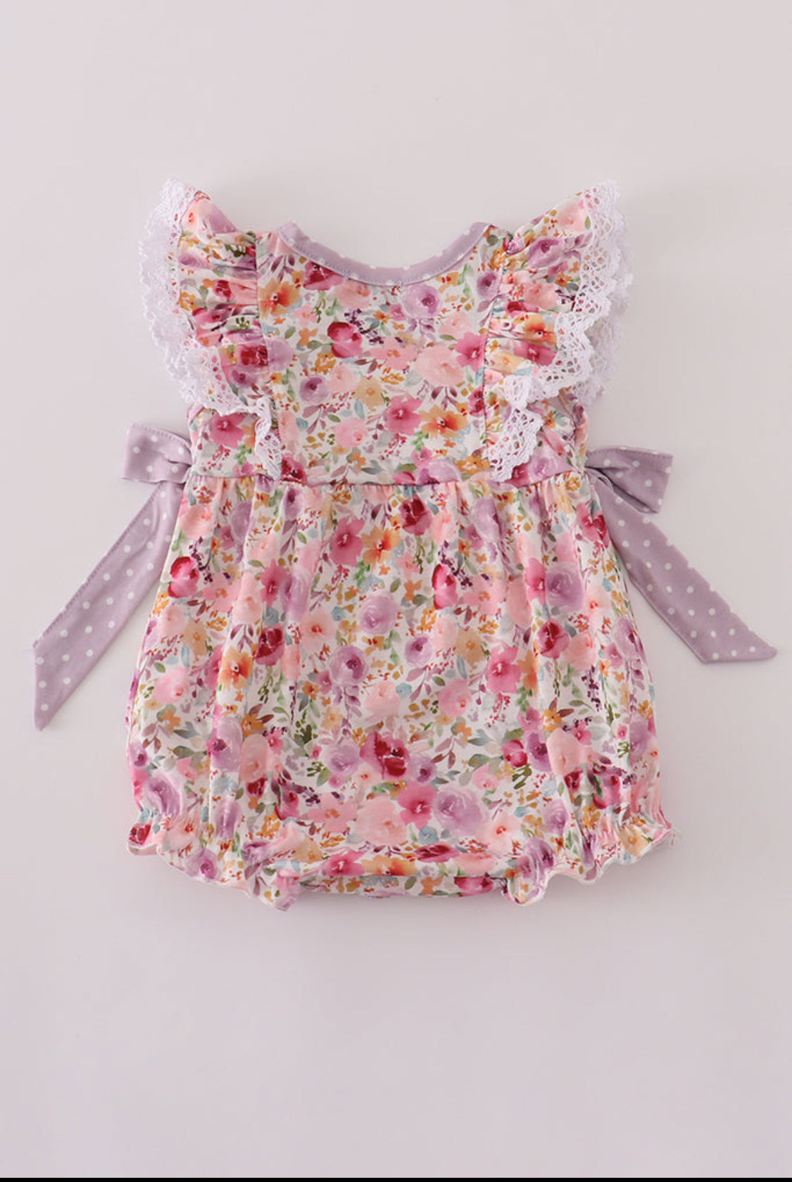 Purple Floral Print Ruffle Bubble