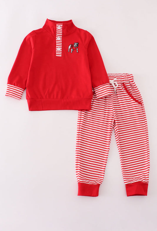 Georgia Embroidery Stripe Boy’s Pants Set