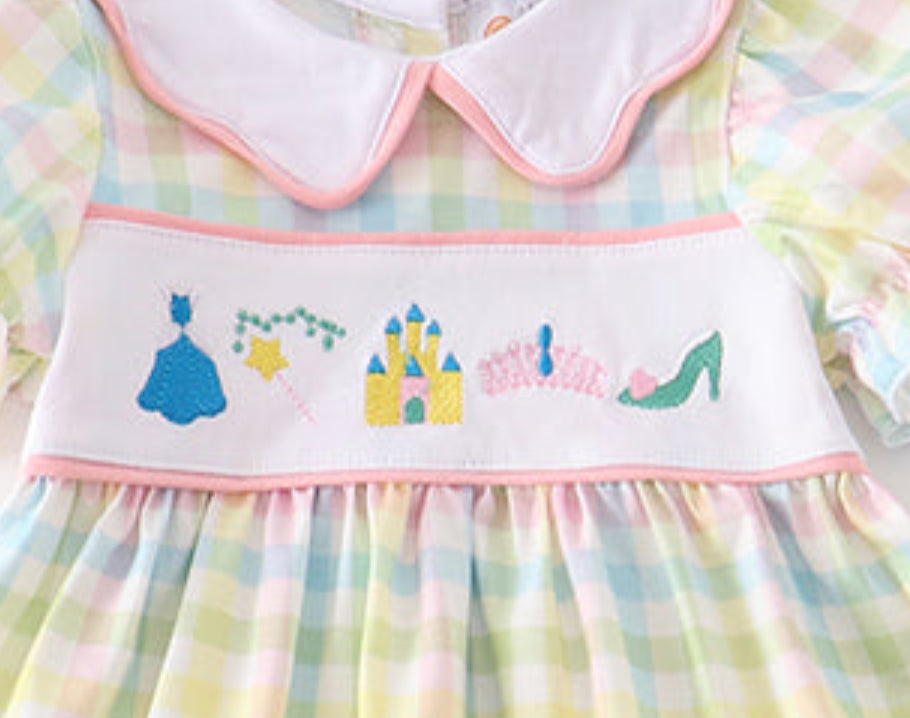 Castle Princess Embroidery Baby Girl Bloomer Set