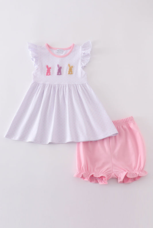 Girl’s Premium Pink Bunny Bow Bloomer Set