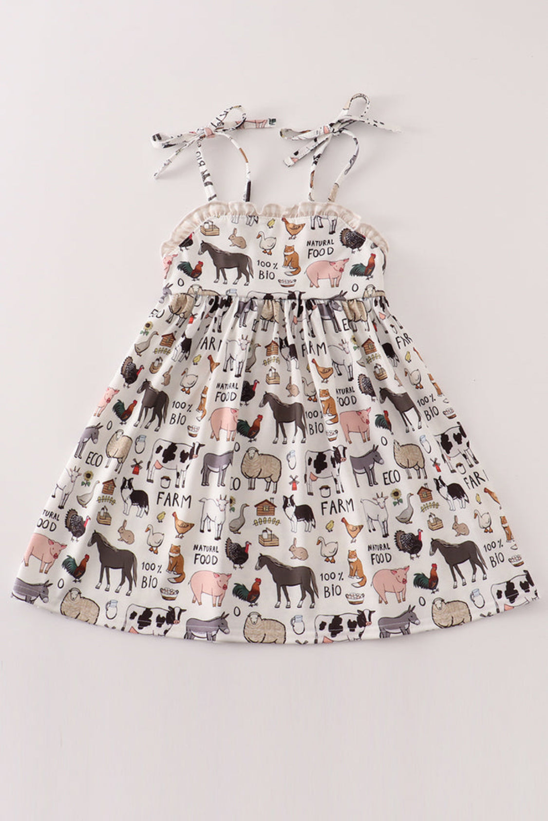 Beige Farm Strap Dress