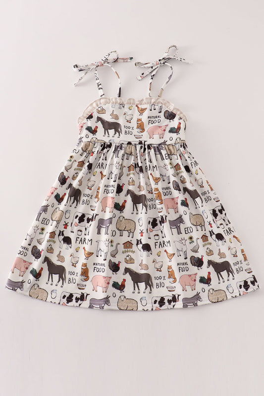 Beige Farm Strap Dress