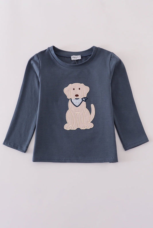 Navy Puppy Appliqué Boy’s Top