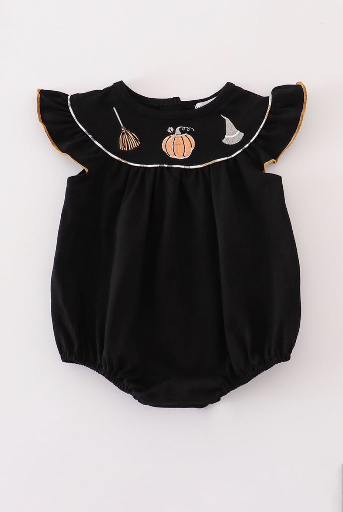 Black Witch Pumpkin Embroidery Girl’s Bubble