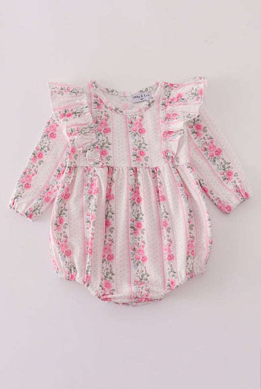 Pink Floral Print Ruffle Girl’s Bubble.