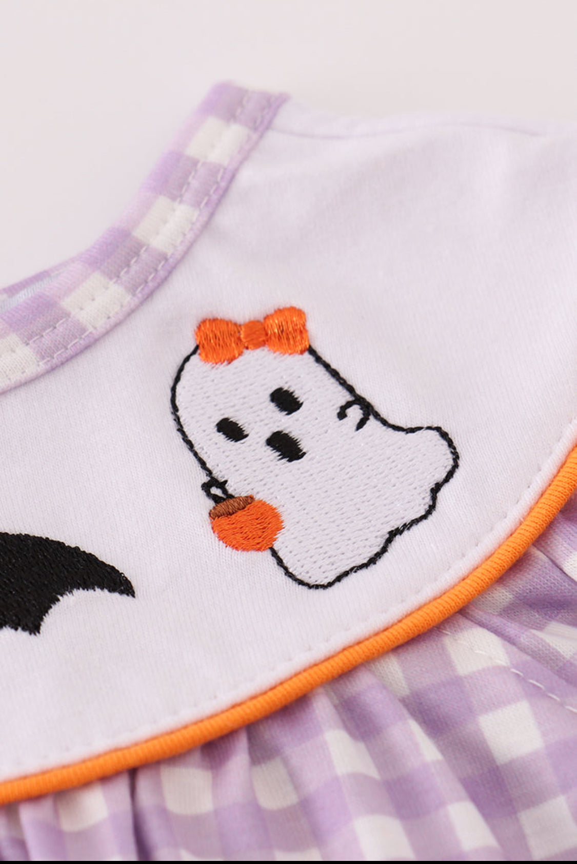 Purple Halloween Pumpkin Ghost Embroidery Girl’s Bubble