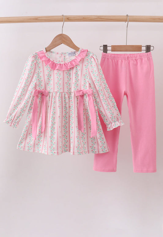Floral Tulip Ruffle Girl’s Pants Set