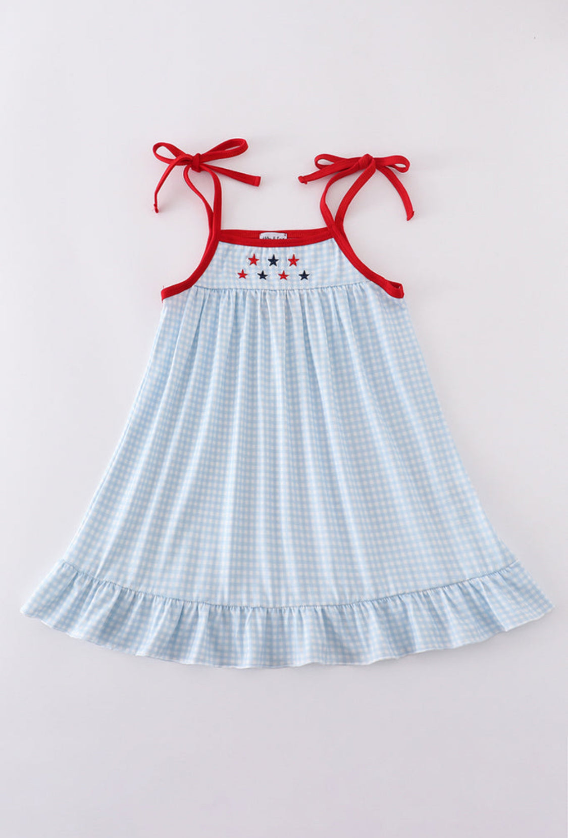 Gingham Star Embroidery Girl’s Dress