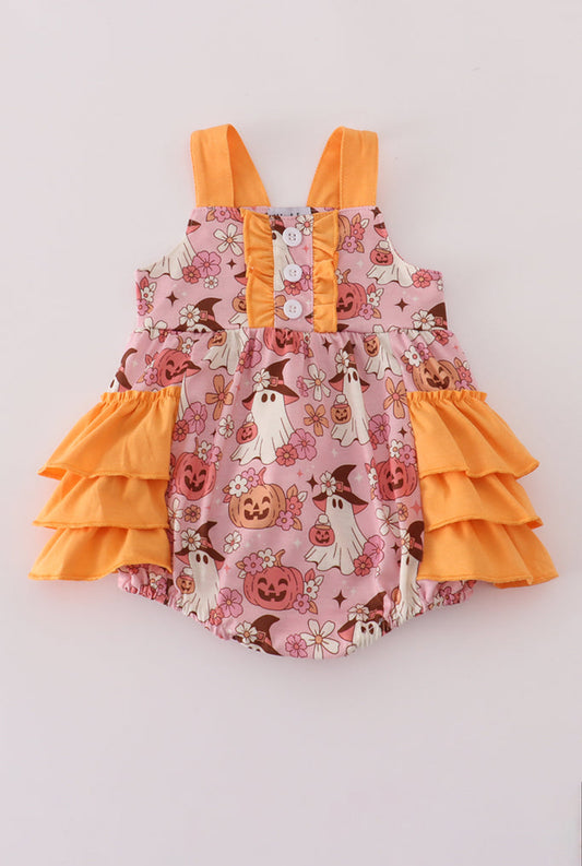 Pink Pumpkin Ghost Ruffle Girl’s Bubble