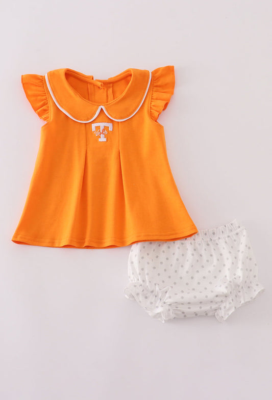 Orange Tennessee Go Vols Embroidery Girl’s Bloomer Set