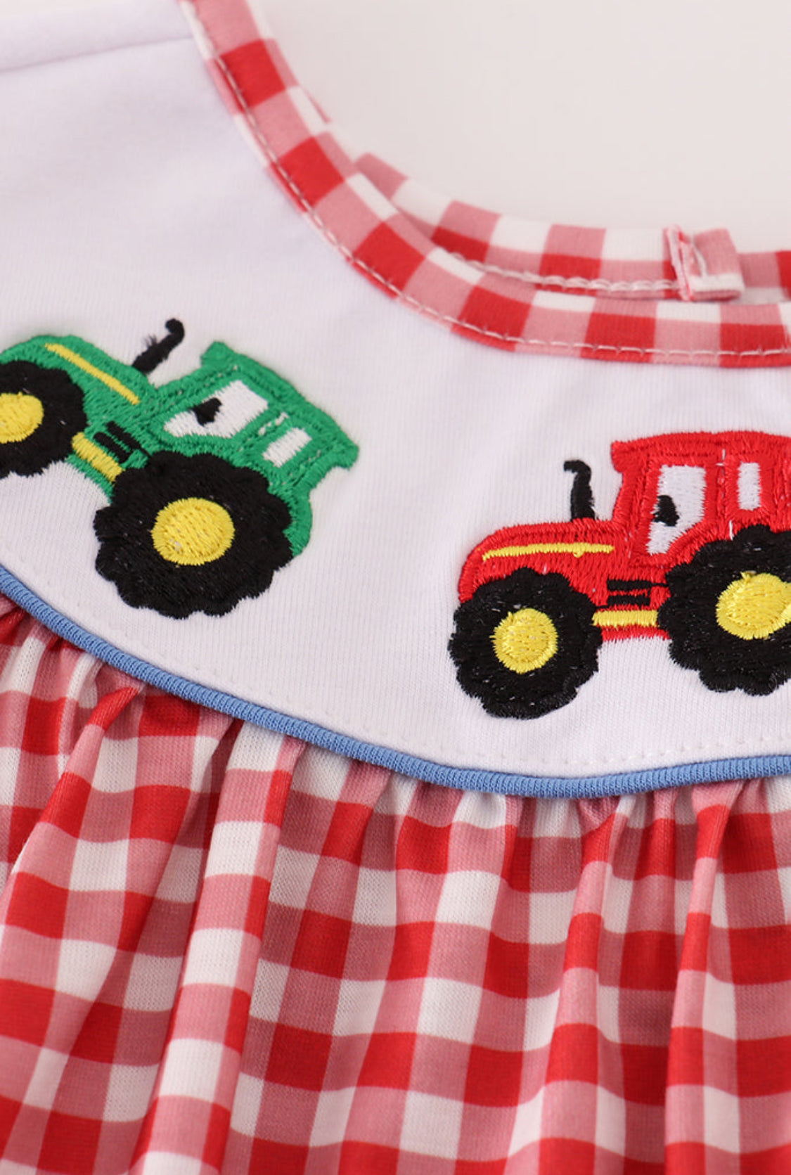 Red Tractor Embroidery Gingham Girl’s Bubble