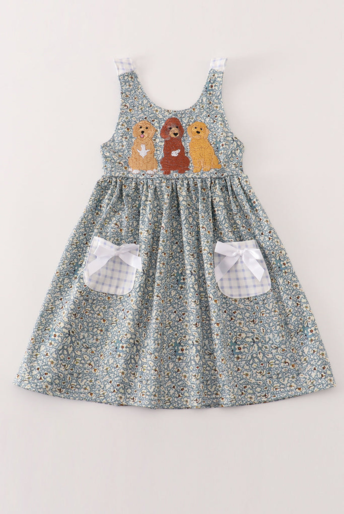 Floral Puppy Embroidery Dress