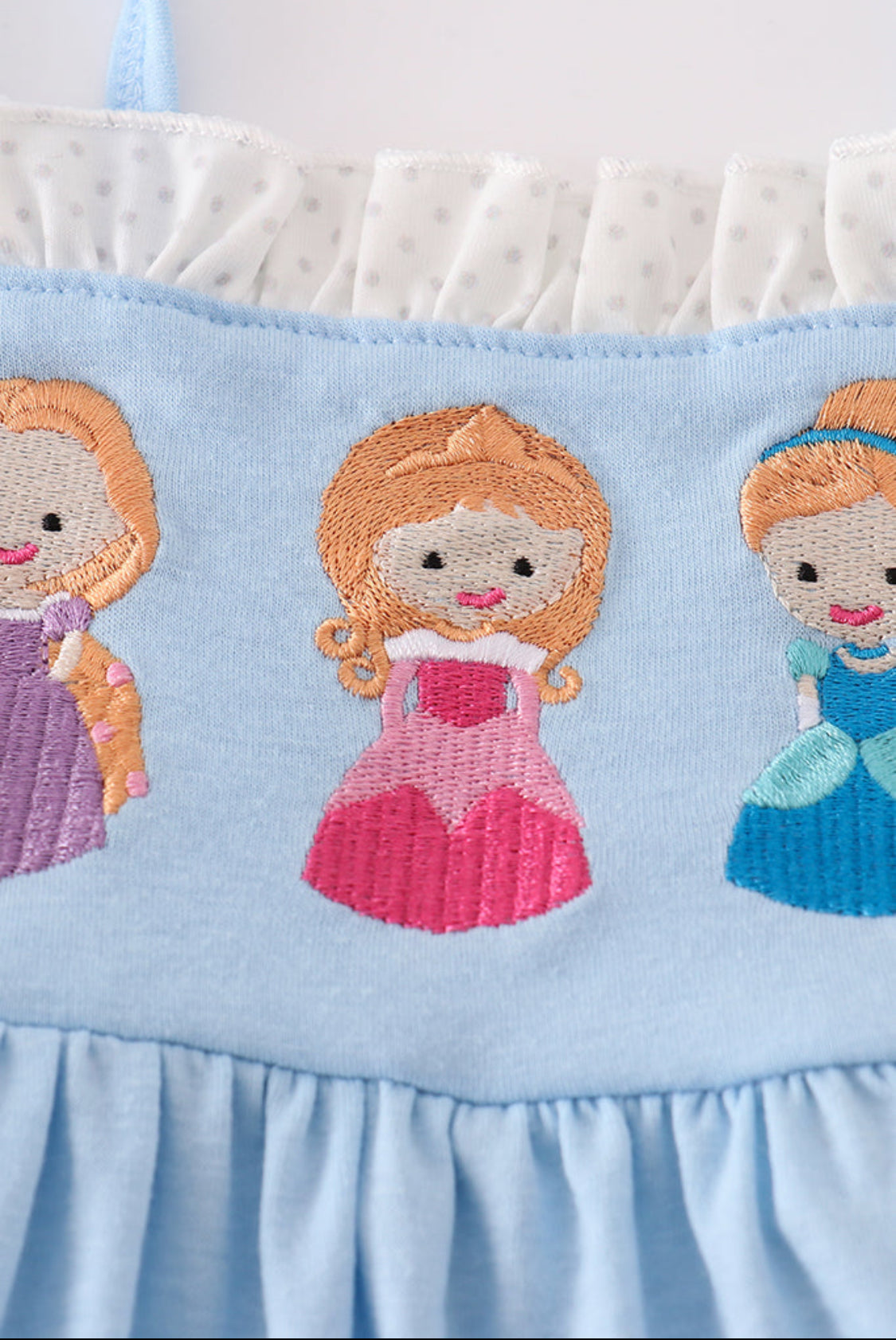Blue Princess Embroidery Ruffle Girl’s Dress