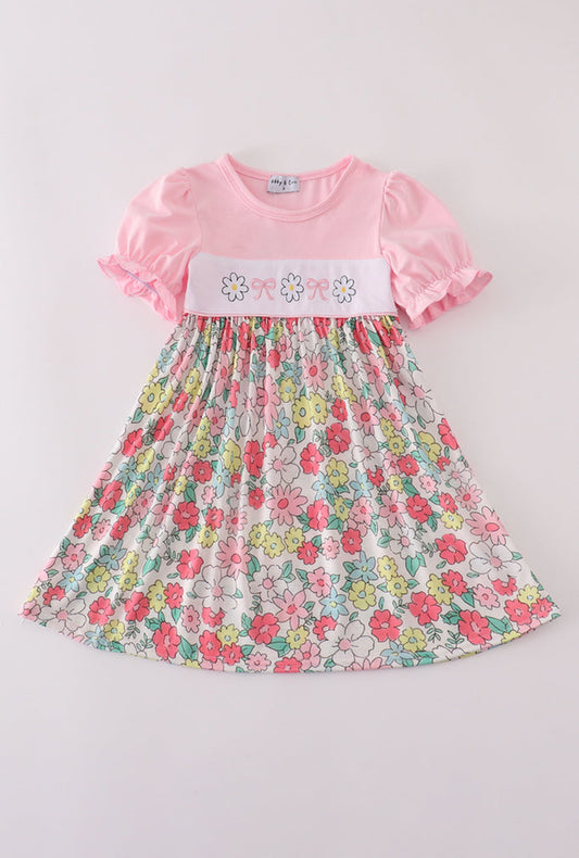 Pink Floral Embroidery Girl’s Dress