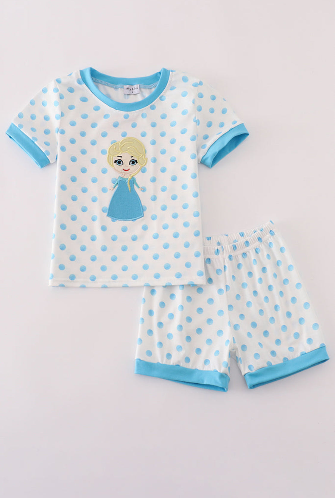 Blue Character Appliqué Girl’s Short Set