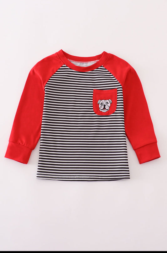 Georgia Bulldog Embroidery Stripe UNISEX Top