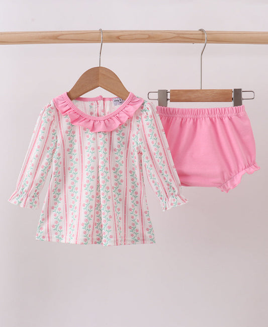 Floral Tulip Ruffle Girl’s Bloomer Set