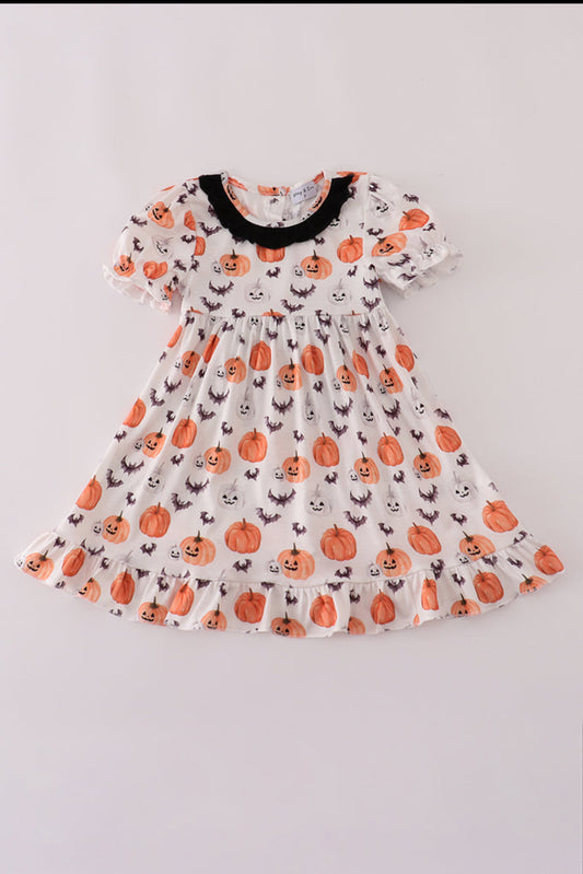 Black Pumpkin Print Dress