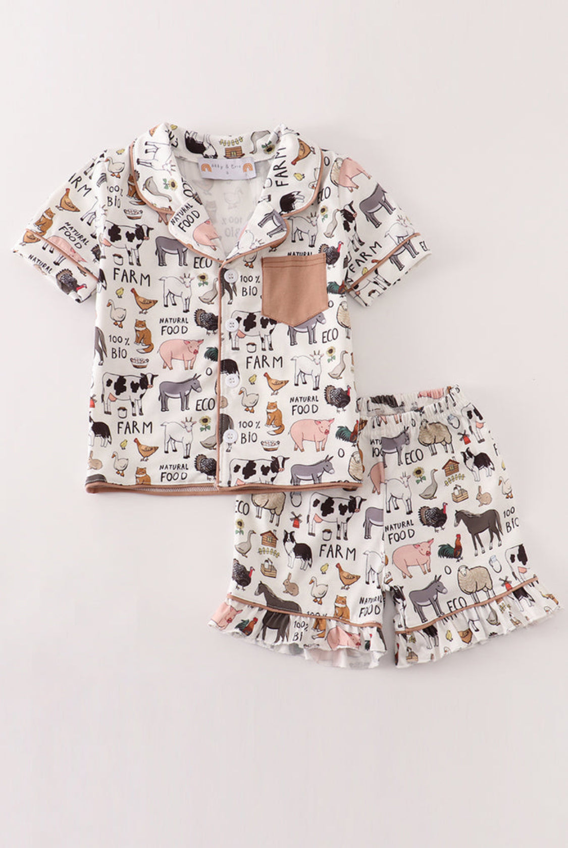 Beige Farm Girl Pajamas Set
