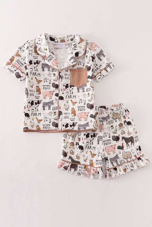 Beige Farm Girl Pajamas Set