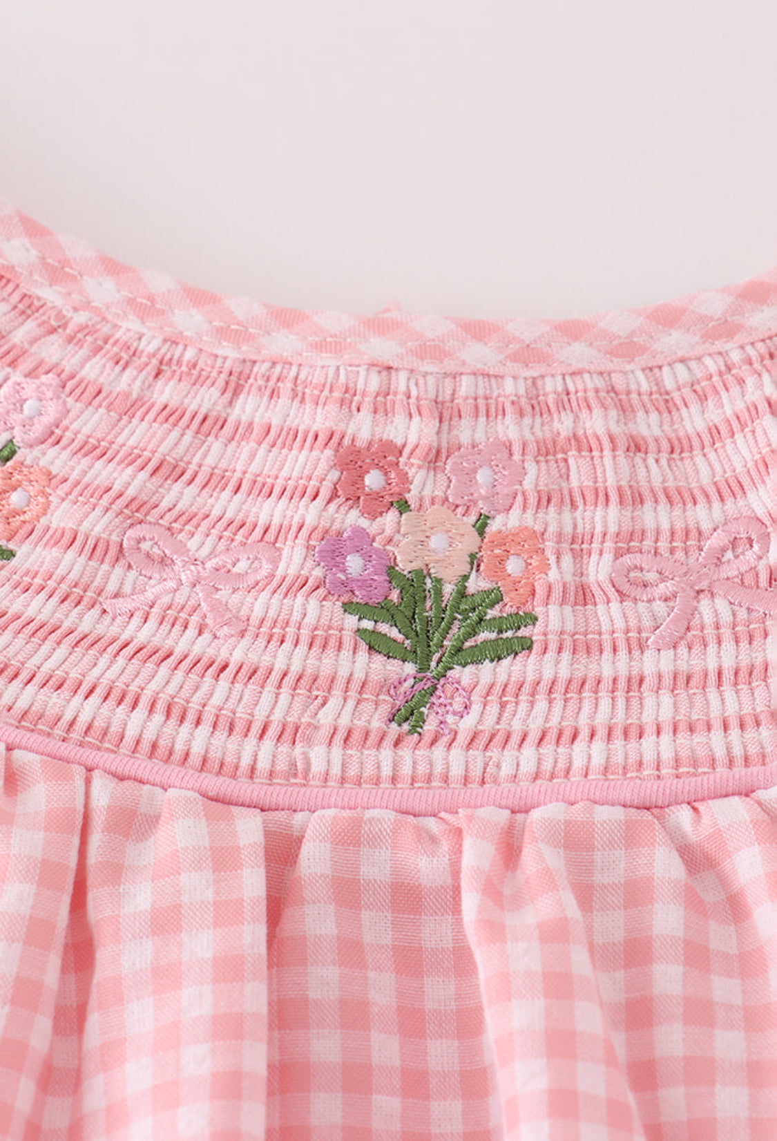 Pink Floral Smocked Girl’s Shorts Set