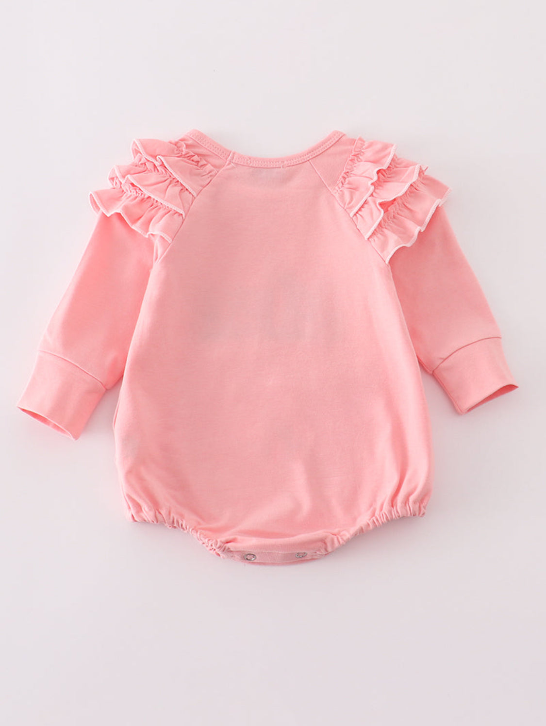 Pink BELIEVE Embroidery Ruffle Girl’s Romper