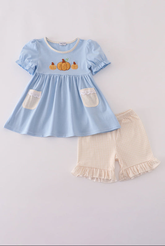 Blue Pumpkin French Knot Ruffle Girl’s Shorts Set