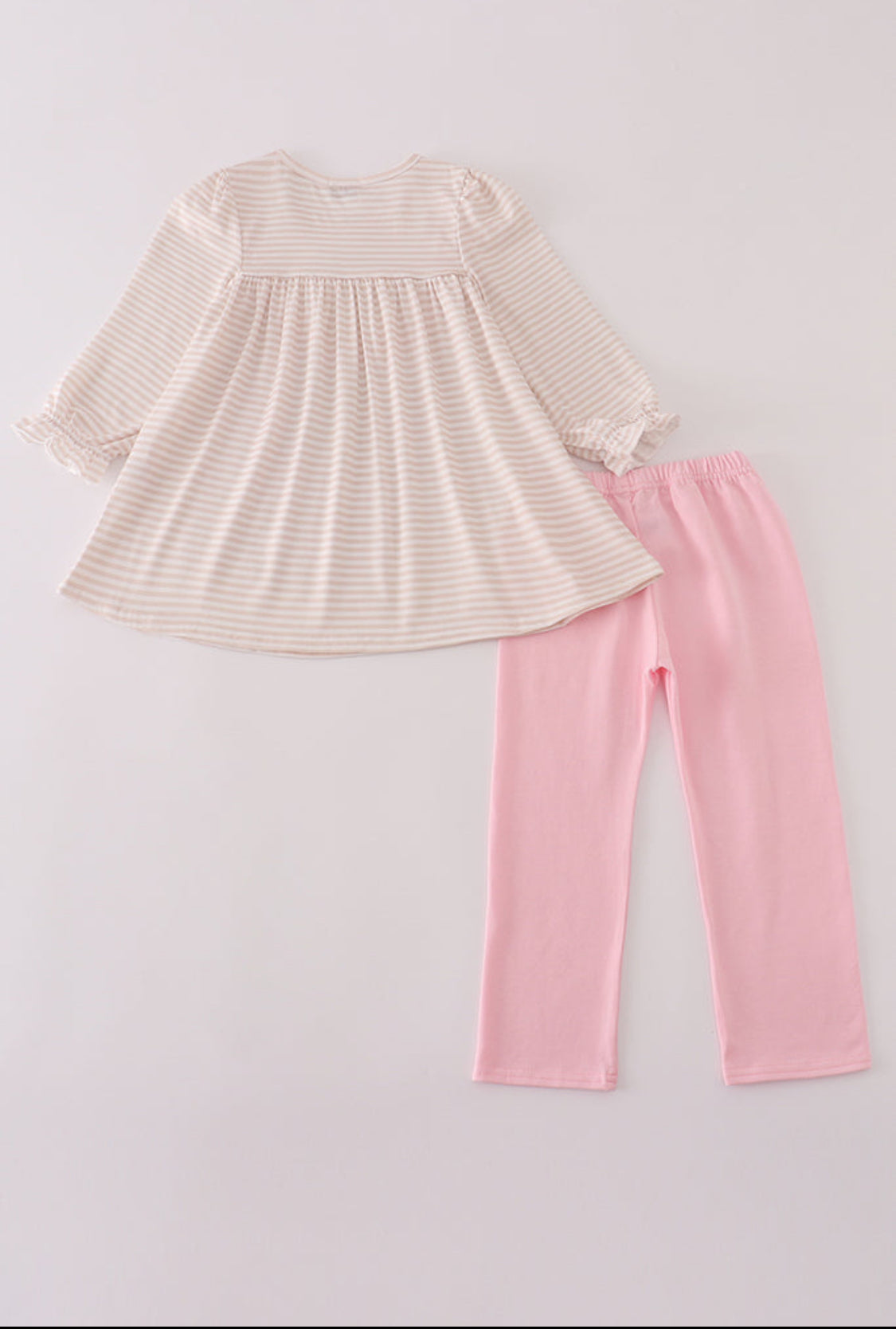 Pink Football French Knot Ruffle Stripe Girl’s Pants Set