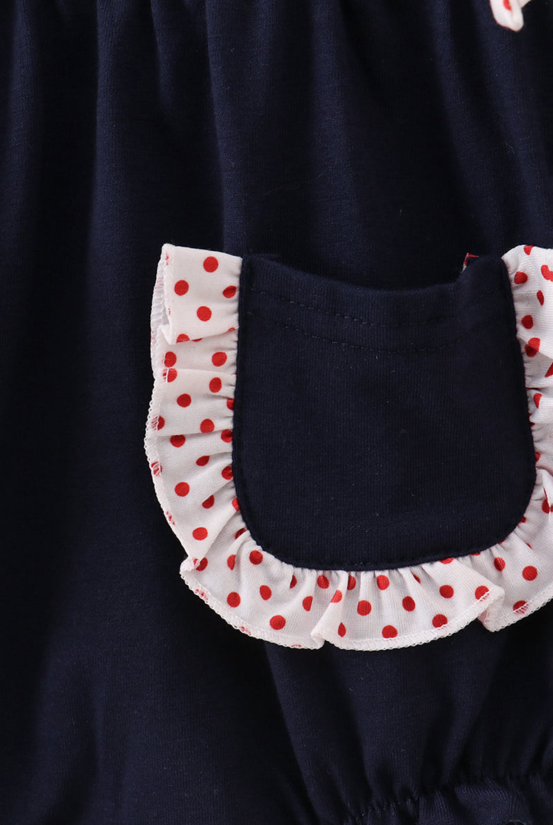 Navy Christmas Santa Cookie Milk Embroidery Ruffle Girl’s Bubble
